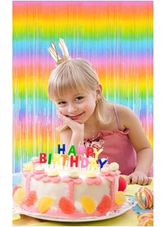 i-CHONY Shiny Rainbow Foil Fringe Curtain 2Pcs 3.2Ft X 8.2Ft Metallic Tinsel Rainbow Streamers For Photo Booth Backdrop Prop Birthday Wedding Bridal Shower Baby Shower Bachelorette Party Decorations  - Image 5