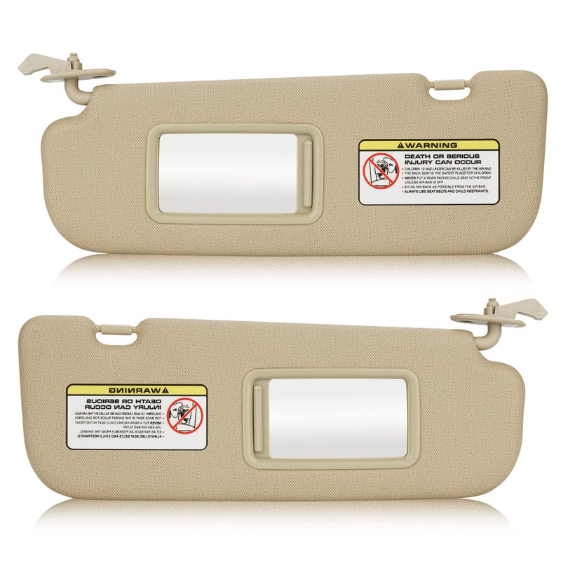 TadaMark Left Driver Right Passenger Sun Visor Fit for Hyundai Elantra 2011 2012 2013 2014 2015 Beige Without Light Replace 852103X000TX 852203X000TX 1 Pair - Image 2