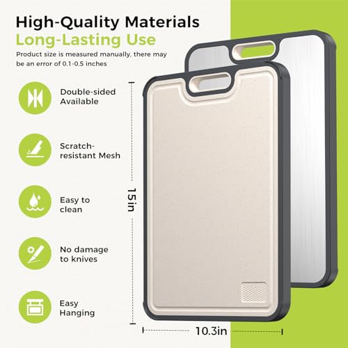 Sumzzz Titanium Cutting Board for Kitchen, Cutting Board Double Sided Food Grade, Pure Titanium/PP, Easy to Clean Large Size 15”×10.3” - Image 5