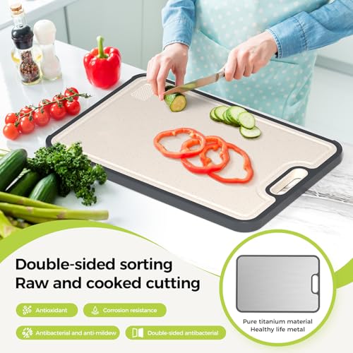 Sumzzz Titanium Cutting Board for Kitchen, Cutting Board Double Sided Food Grade, Pure Titanium/PP, Easy to Clean Large Size 15”×10.3” - Image 2