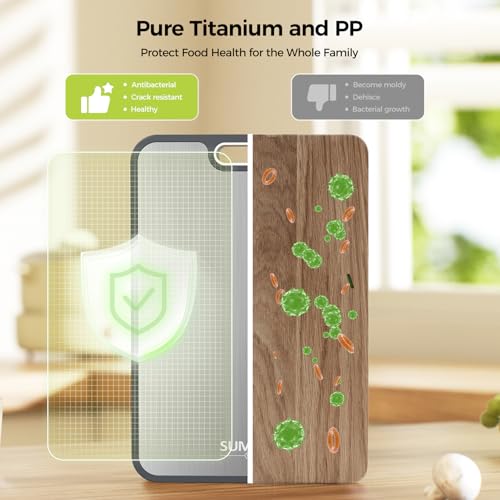 Sumzzz Titanium Cutting Board for Kitchen, Cutting Board Double Sided Food Grade, Pure Titanium/PP, Easy to Clean Large Size 15”×10.3” - Image 3