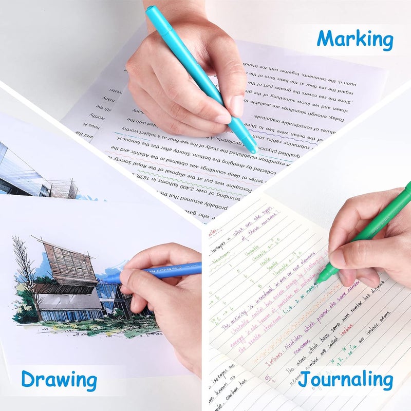 AECHY Curve highlighter pens for Note Taking, Dual Tip Pens with 6 Different Curve Shapes & 8 Colors Fine Lines, Colored Curve Flair Pen Set for Kids Journaling Scrapbook Note Taking Supplies(Rainbow) - Image 5