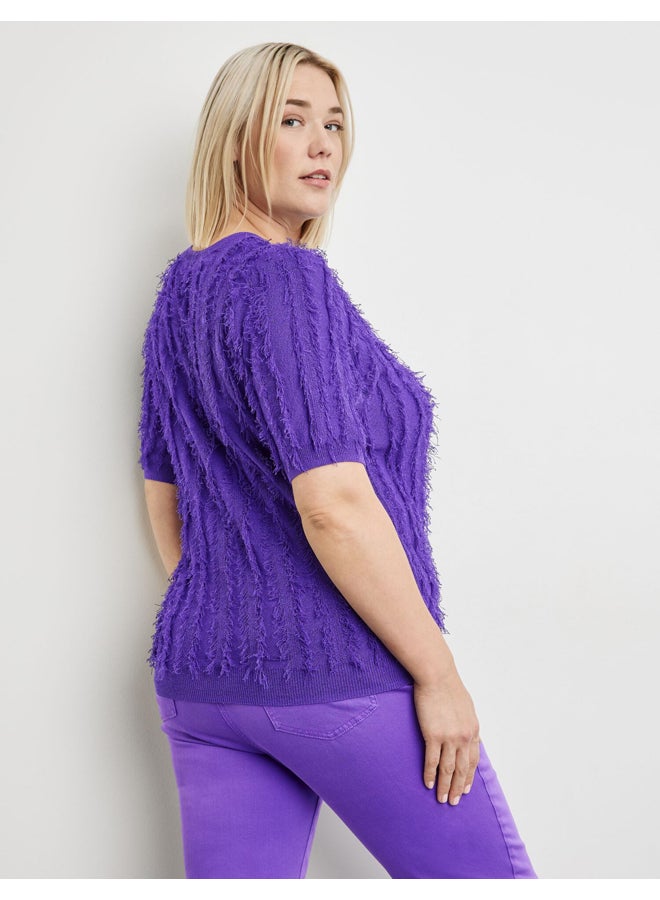 Samoon Fringe Short Sleeved Sweater - Image 2