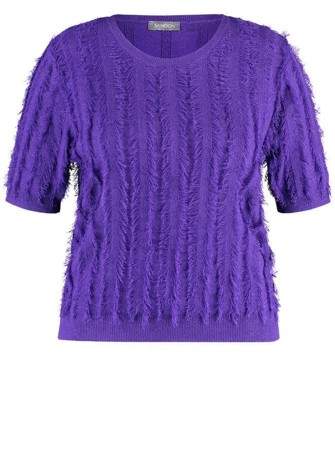 Samoon Fringe Short Sleeved Sweater - Image 3