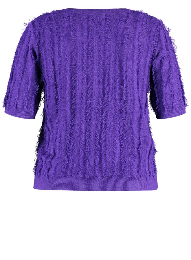 Samoon Fringe Short Sleeved Sweater - Image 4