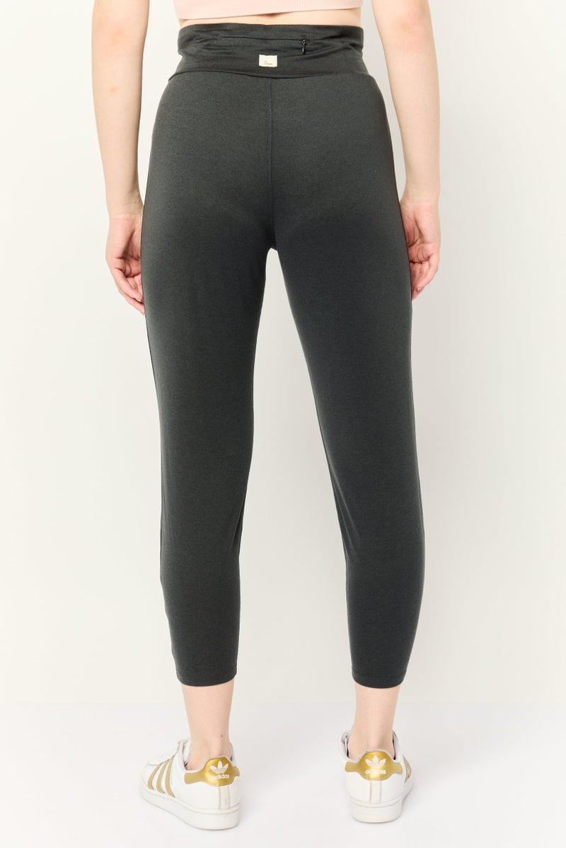 Beause Women Regular Fit Straight Leg Plain Capri Pants, Dark Grey  - Image 4