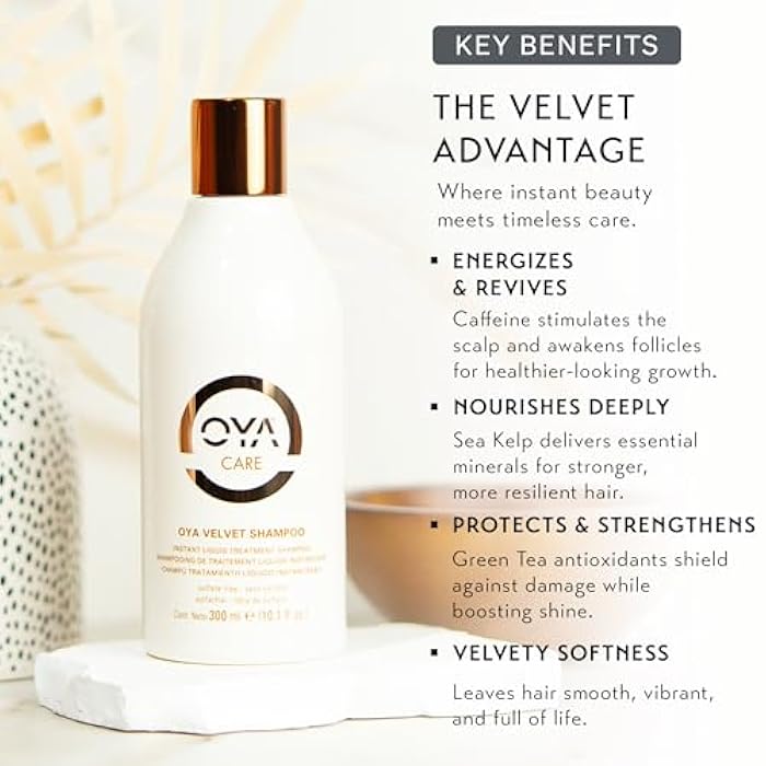 OYA Velvet Shampoo - Moisturizing Caffeinated Shampoo with Minerals and Antioxidants - Hydrating Daily Salon Formula to Nourish, Strengthen, and Revitalize Hair - 300 ml / 10.1 fl oz - Image 5