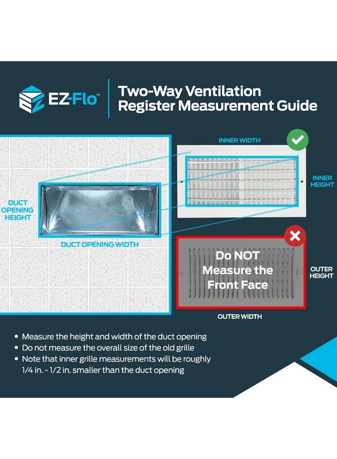 إي زي فلو غطاء فتحة تهوية EZ-FLO مقاس 12 × 6 بوصة (فتحة القناة) للحائط أو السقف، سجل تهوية ثنائي الاتجاه، غطاء سجل HVAC من الفولاذ الصلب، أبيض، 61612 - Image 2