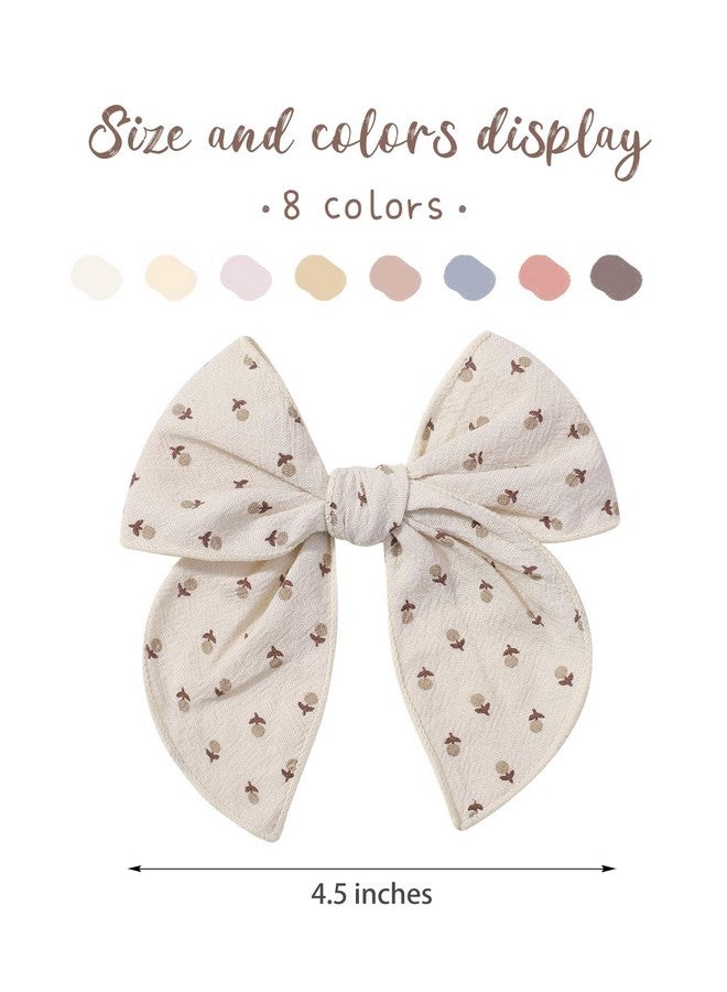 Doboi 8PCS Baby Girls Hair Clips Fable Hair Bows Cotton Linen Bows for Girls Hair Accessories for Baby Toddlers Kids （Includes Stamp Duty Hair Clip） - Image 2