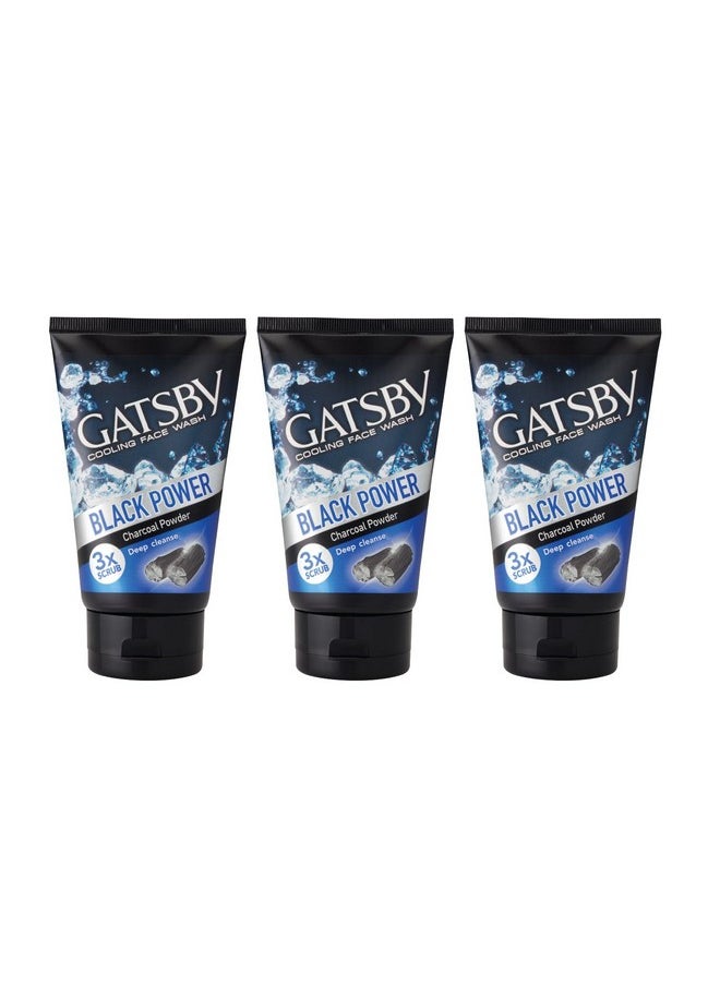 GATSBY - Cooling Face Wash Perfect Clean 50Gm (Set Of 3) For Men | Contains Charcoal Powder, Deep Cleanses, Powered With 3X Scrub - Image 1