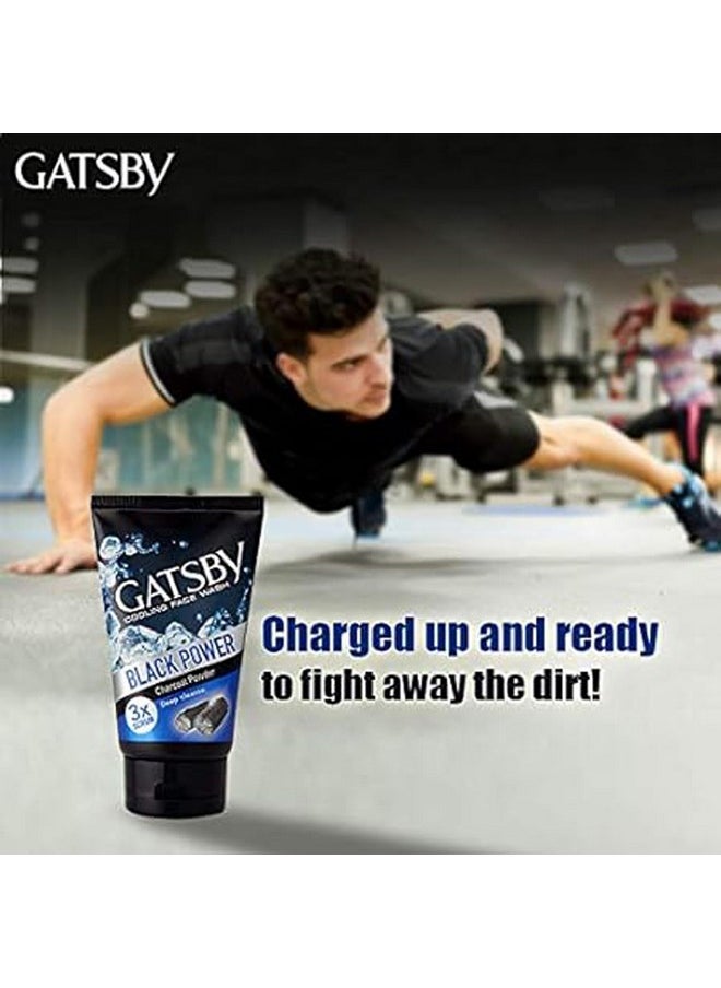 GATSBY - Cooling Face Wash Perfect Clean 50Gm (Set Of 3) For Men | Contains Charcoal Powder, Deep Cleanses, Powered With 3X Scrub - Image 1