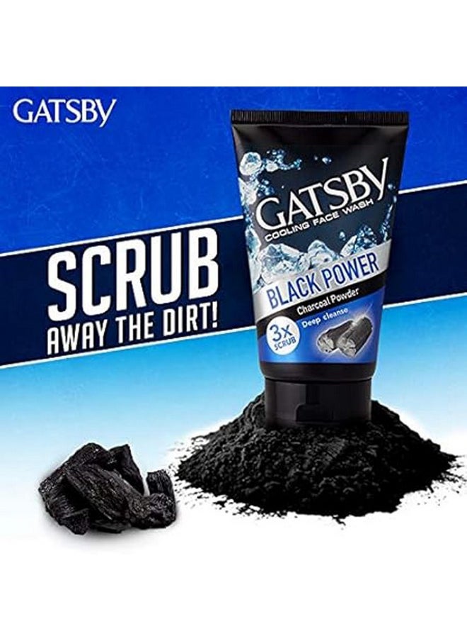 GATSBY - Cooling Face Wash Perfect Clean 50Gm (Set Of 3) For Men | Contains Charcoal Powder, Deep Cleanses, Powered With 3X Scrub - Image 1