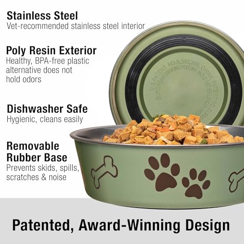 Loving Pets Bella Dog Bowls Stainless Steel Dog Cat Bowls Spill Proof Dog Food Bowl Cat Bowl Puppy Essentials Pet Supplies Great for Home Travel XLarge 65100lbs Artichoke - Image 3