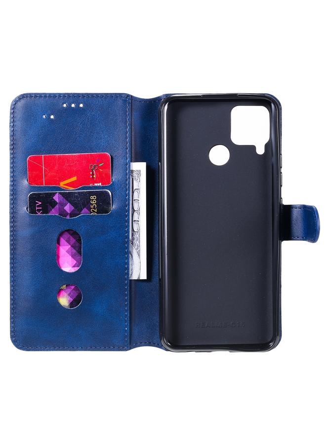 اس-توب جراب لهاتف OPPO Realme C15 / C12 جراب جلدي كلاسيكي من مادة البولي يوريثان الحراري وجلد البولي يوريثان الحراري، قابل للطي أفقيًا، مع حامل وفتحات للبطاقات ومحفظة - Image 4