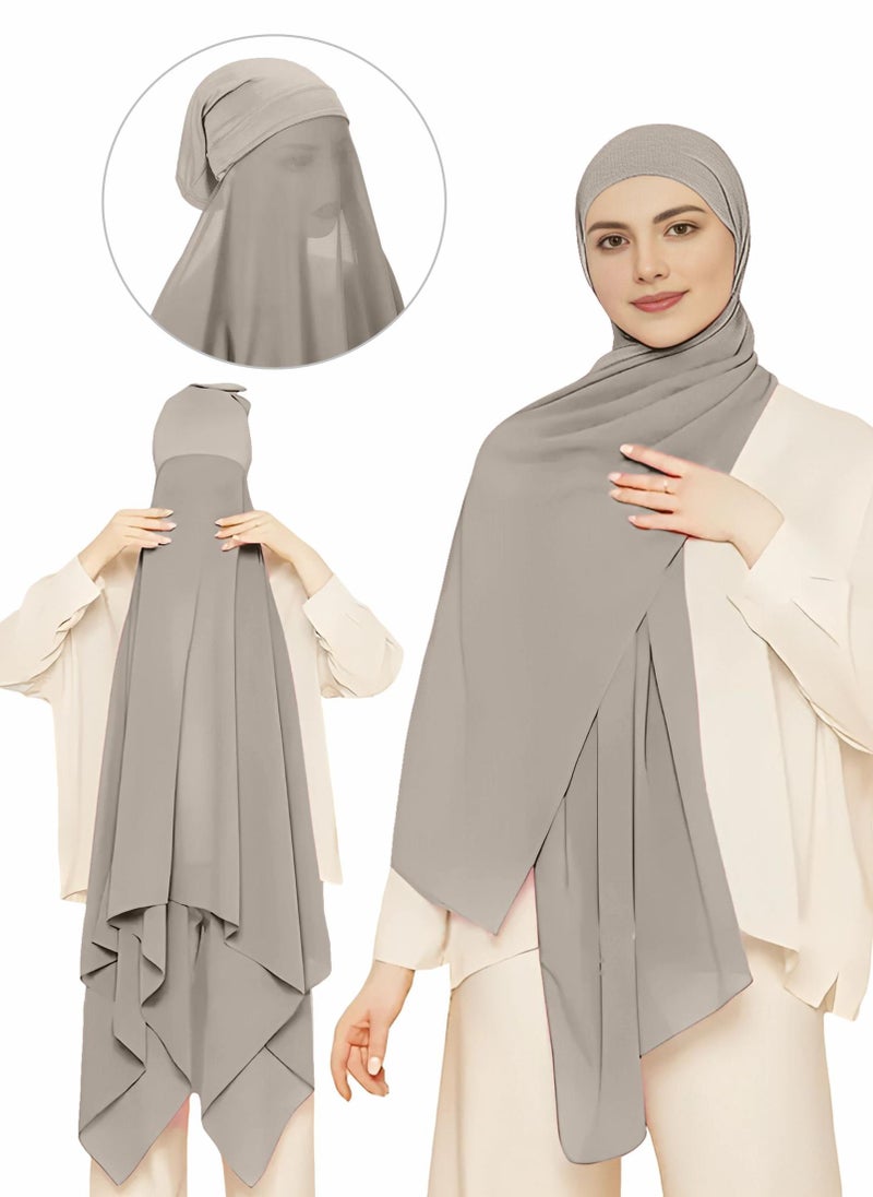 NUKHBAA Instant Hijab Wrap,Pullover Head Scarf with Tube Undercap Dark Gray color Hijab-HC3 - Image 1