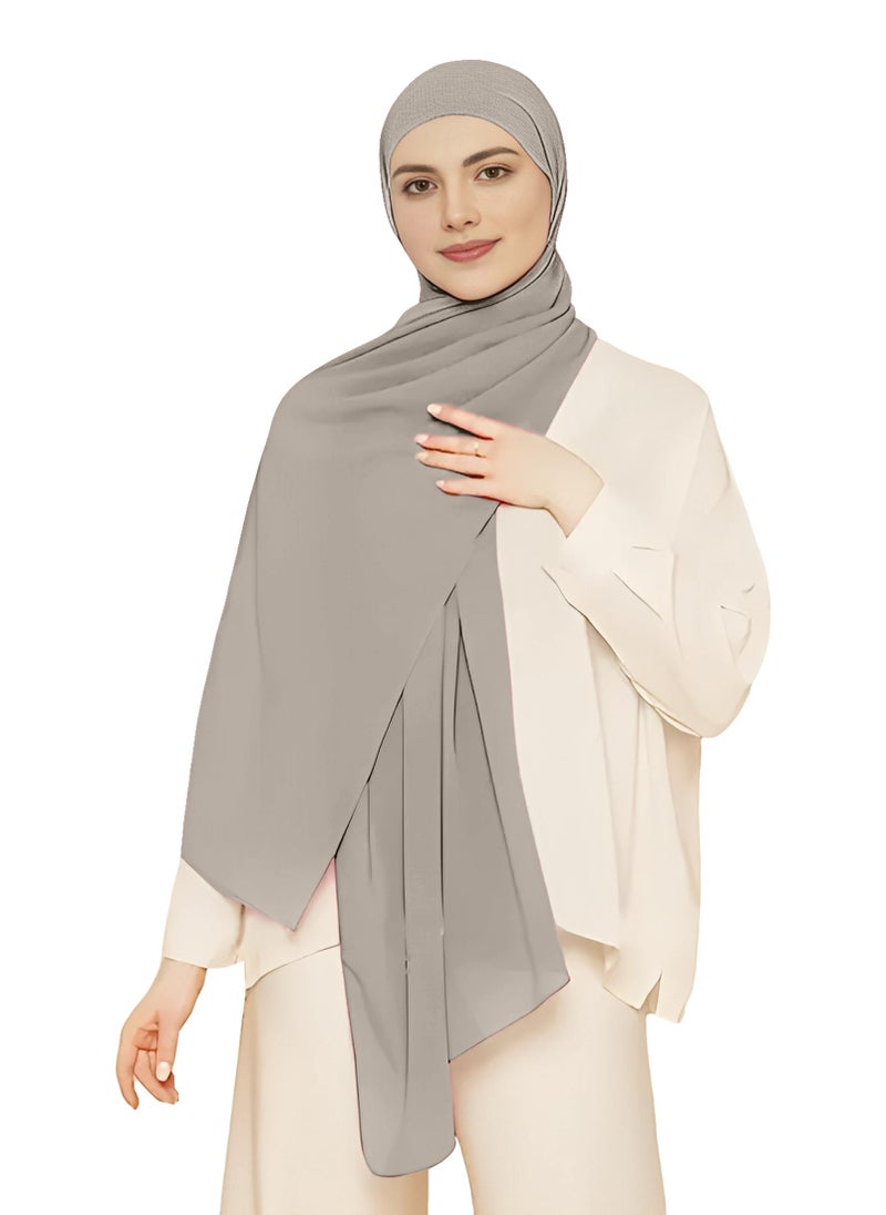 NUKHBAA Instant Hijab Wrap,Pullover Head Scarf with Tube Undercap Dark Gray color Hijab-HC3 - Image 3