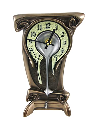 Things2Die4 Art Nouveau 11 1/4" High Melting Bronze Table Clock - Image 1