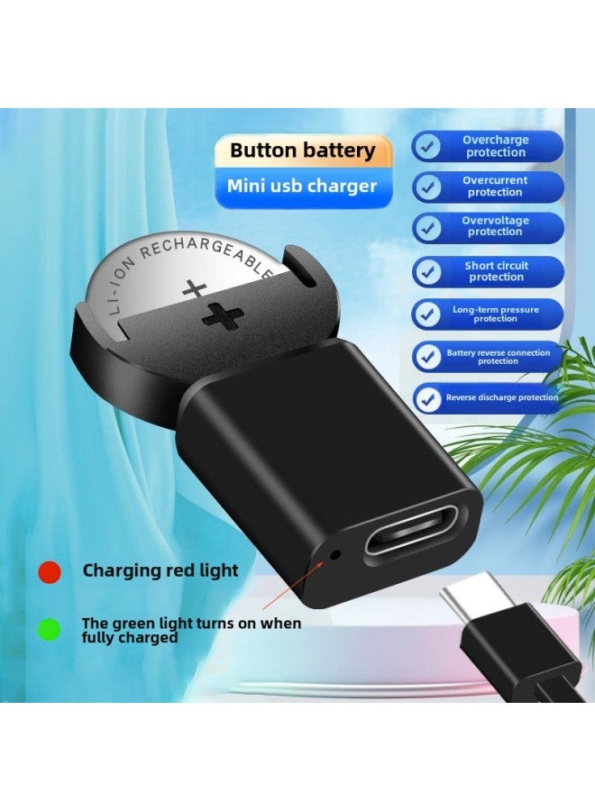 LIR2032 Smart Mini USB Button Battery Charger 3.6V Lithium Battery Special Car Key Toy Remote Control-Color:black Line  - Image 3
