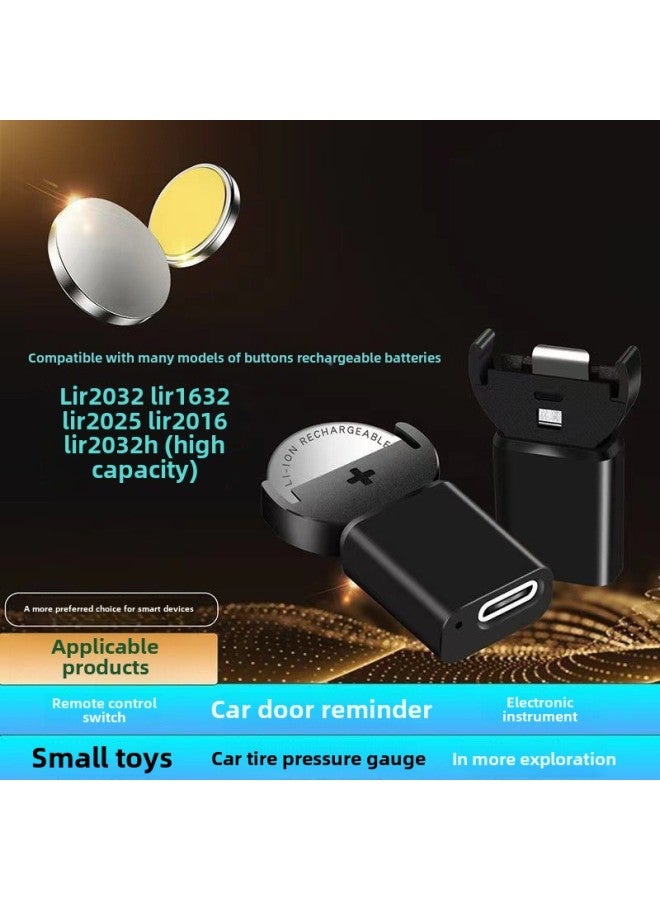 LIR2032 Smart Mini USB Button Battery Charger 3.6V Lithium Battery Special Car Key Toy Remote Control-Color:black Line  - Image 5