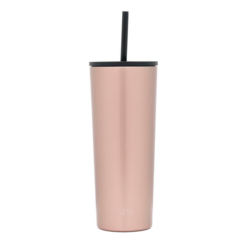 Simple Modern Insulated Tumbler with Lid and Straw | Iced Coffee Cup Reusable Stainless Steel Water Bottle Travel Mug | Gifts for Women Men Her Him | Classic Collection | 24oz | Rose Gold - Image 1