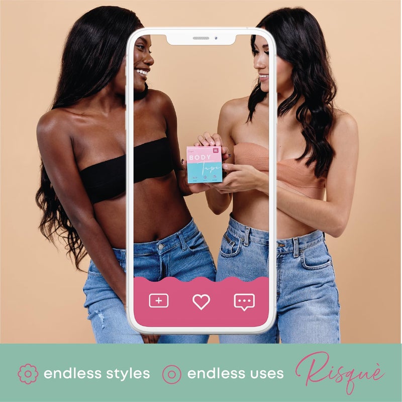 Risque Beaute RisquÃ© Boob Tape Boobtape for Breast Lift | Includes Nipple Covers | Body Tape for Push up & Shape | Works Great with Sticky Bra Backless Bra or Strapless Bra | Waterproof Sweat-Proof Beige - Image 5