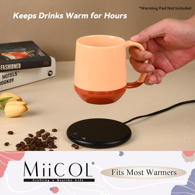 Miicol Ceramic Coffee Mug, 16 oz / 455 ml Large Coffee Cup, Tea Mug with Handle, Flat Bottom Mug for Men, Women, Office, Microwave and Dishwasher Safe, Multi-Color, Caramel Peach - Image 5