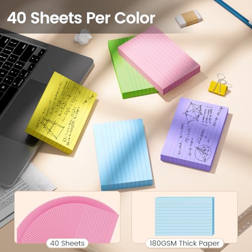 Ciphyfee Index Cards 4x6, 200 Sheets, Ruled Color Flash Cards for Effective Studying and Note-Taking, Premium Note Cards, Essential School Supplies for College & Office, Home Organization & Study Supplies - Image 4