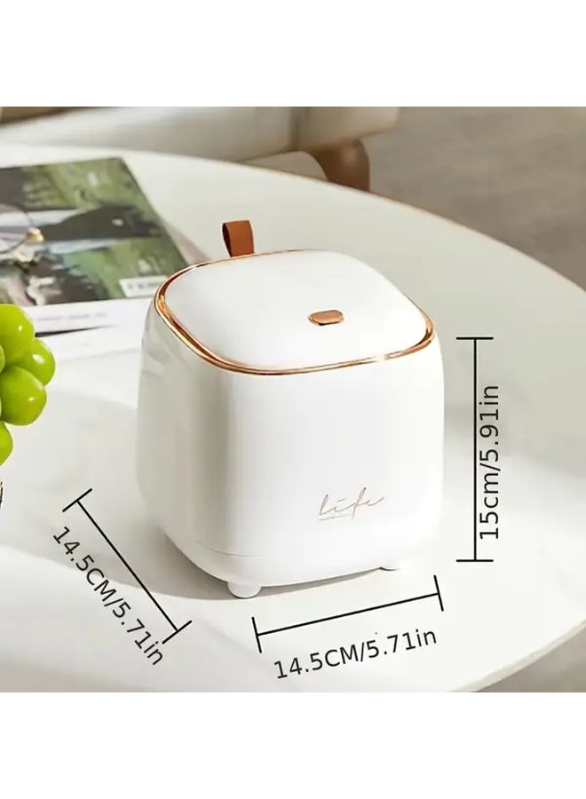 White Small Office Trash Can With Quiet Close Lid For Desk And Home - Image 2