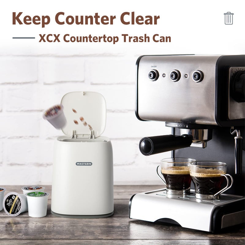XCX Mini Countertop Trash Can with 3 Rolls of Trash Bags, Waste Can with Press Type Lid, 1.5 L / 0.40 Gal Wastebasket Dispenser, Bin for Coffee Table, Bathroom Vanity Top (White) - Image 2