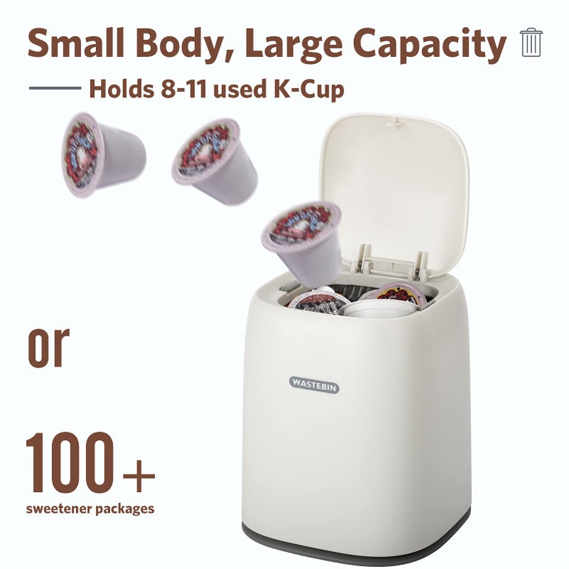 XCX Mini Countertop Trash Can with 3 Rolls of Trash Bags, Waste Can with Press Type Lid, 1.5 L / 0.40 Gal Wastebasket Dispenser, Bin for Coffee Table, Bathroom Vanity Top (White) - Image 3