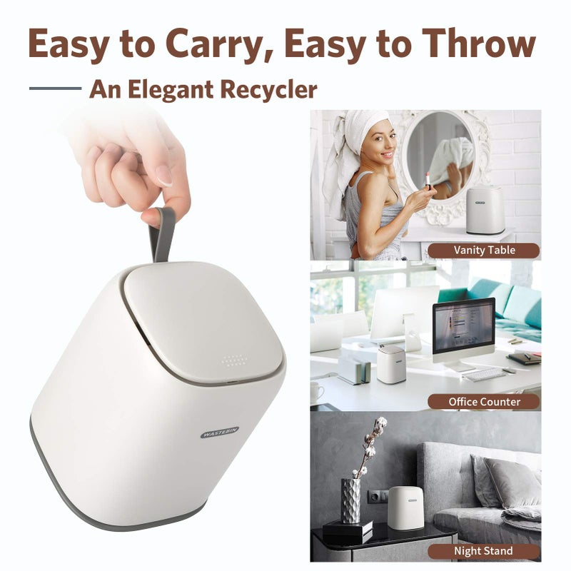 XCX Mini Countertop Trash Can with 3 Rolls of Trash Bags, Waste Can with Press Type Lid, 1.5 L / 0.40 Gal Wastebasket Dispenser, Bin for Coffee Table, Bathroom Vanity Top (White) - Image 5