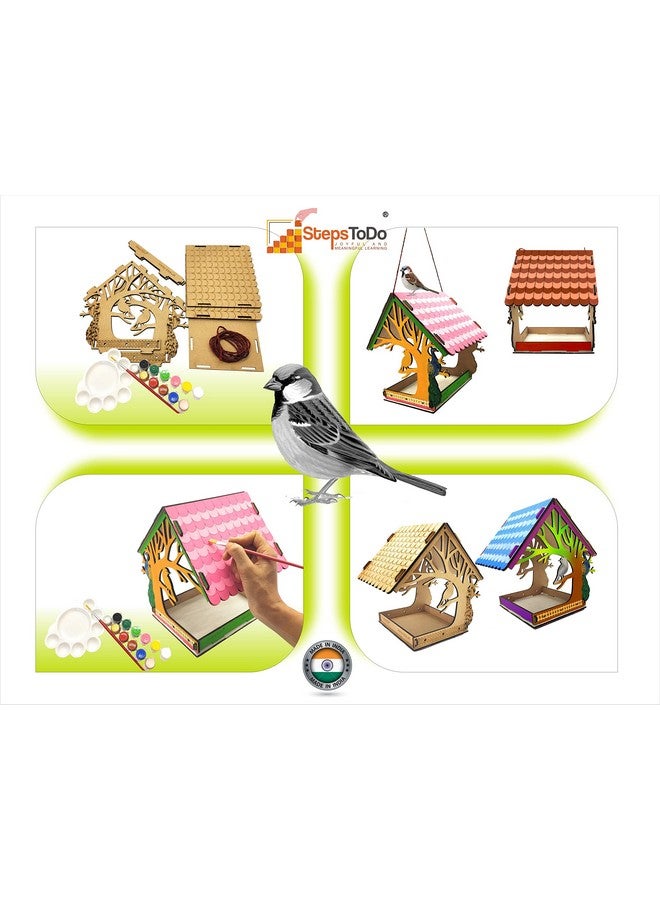 StepsToDo Build & Paint Your Own Wooden Bird House Kit. DIY Arts & Crafts Bird House Making Kit. - Image 3