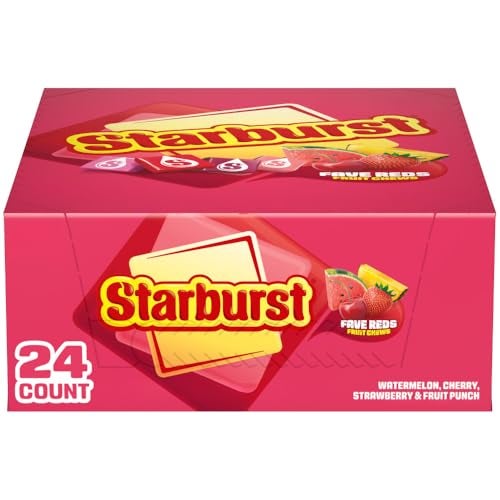 STARBURST FaveREDS Chewy Candy Bulk Pack 24 Full Size Packs Red Candy Bulk Box - Image 1