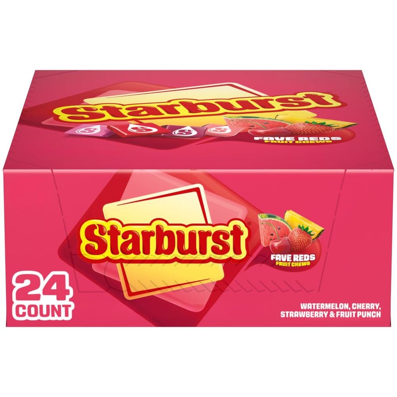 STARBURST FaveREDS Chewy Candy Bulk Pack 24 Full Size Packs Red Candy Bulk Box - Image 2