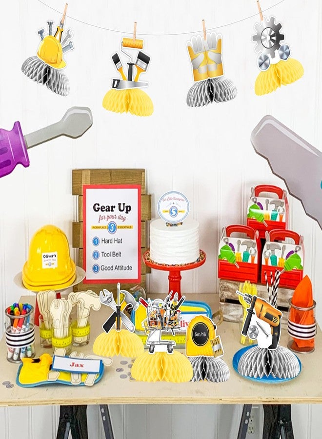 Cheereveal 8-Piece Tools Honeycomb Centerpieces - Tools Theme Party Decorations, Boys' Birthday Party & Baby Shower Supplies - Image 3