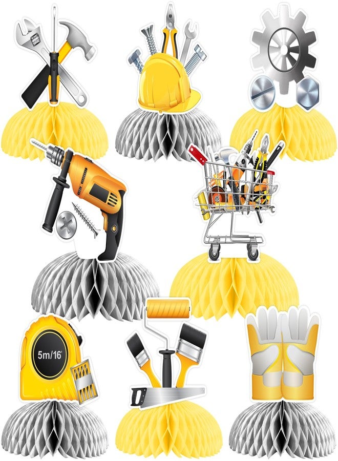 Cheereveal 8-Piece Tools Honeycomb Centerpieces - Tools Theme Party Decorations, Boys' Birthday Party & Baby Shower Supplies - Image 1