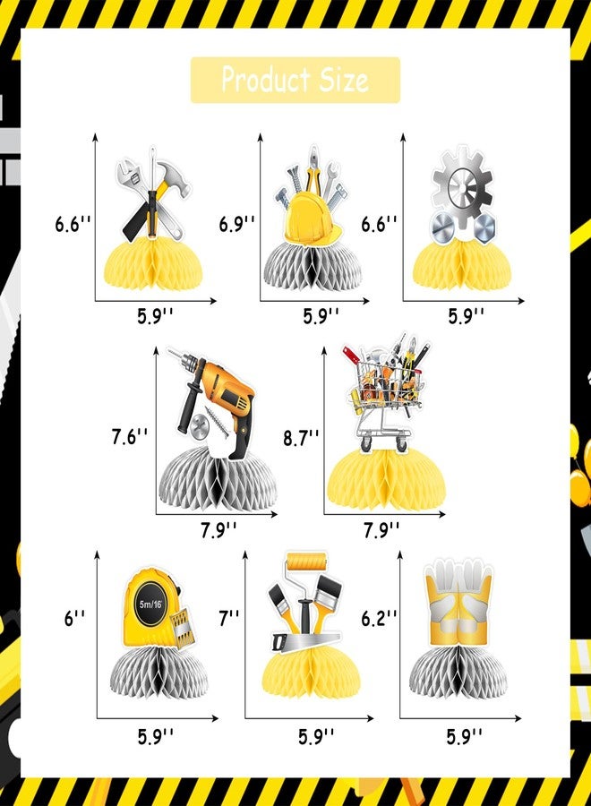 Cheereveal 8-Piece Tools Honeycomb Centerpieces - Tools Theme Party Decorations, Boys' Birthday Party & Baby Shower Supplies - Image 5