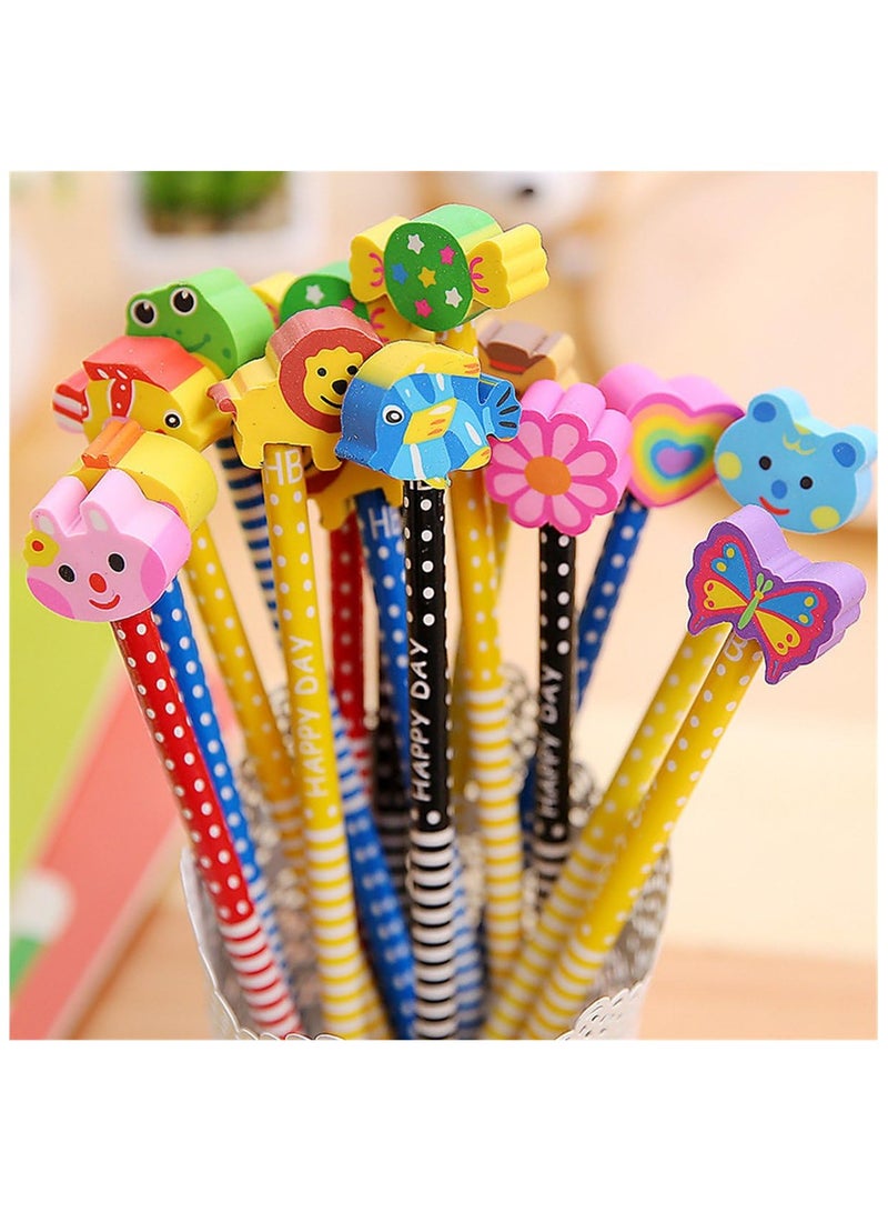 Generic Yansanido 40 Pcs Colorful 7.28 Inch Length Random Cartoon Eraser Pencils, Cute Pencils for Office, School Supplies Students Children Gift  - Image 1