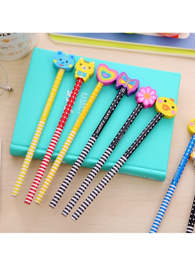 Generic Yansanido 40 Pcs Colorful 7.28 Inch Length Random Cartoon Eraser Pencils, Cute Pencils for Office, School Supplies Students Children Gift  - Image 4