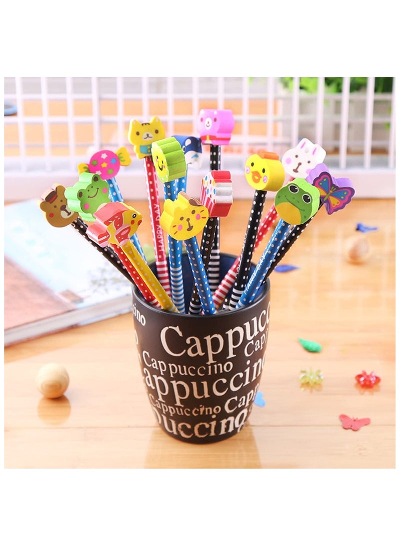 Generic Yansanido 40 Pcs Colorful 7.28 Inch Length Random Cartoon Eraser Pencils, Cute Pencils for Office, School Supplies Students Children Gift  - Image 5