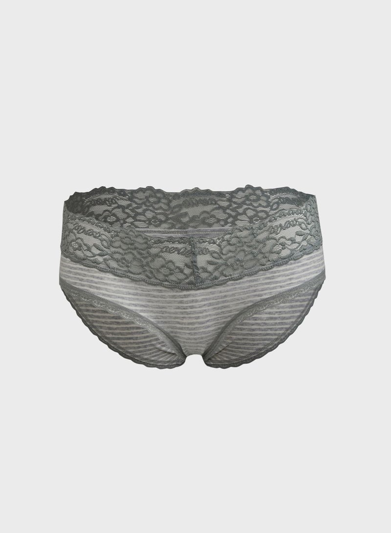 Aerie Striped Lace Detail Brief  - Image 1