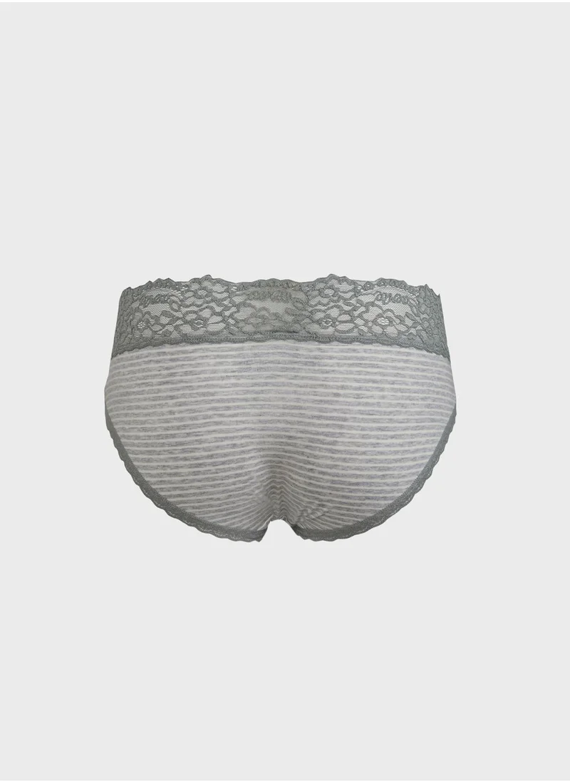 Aerie Striped Lace Detail Brief