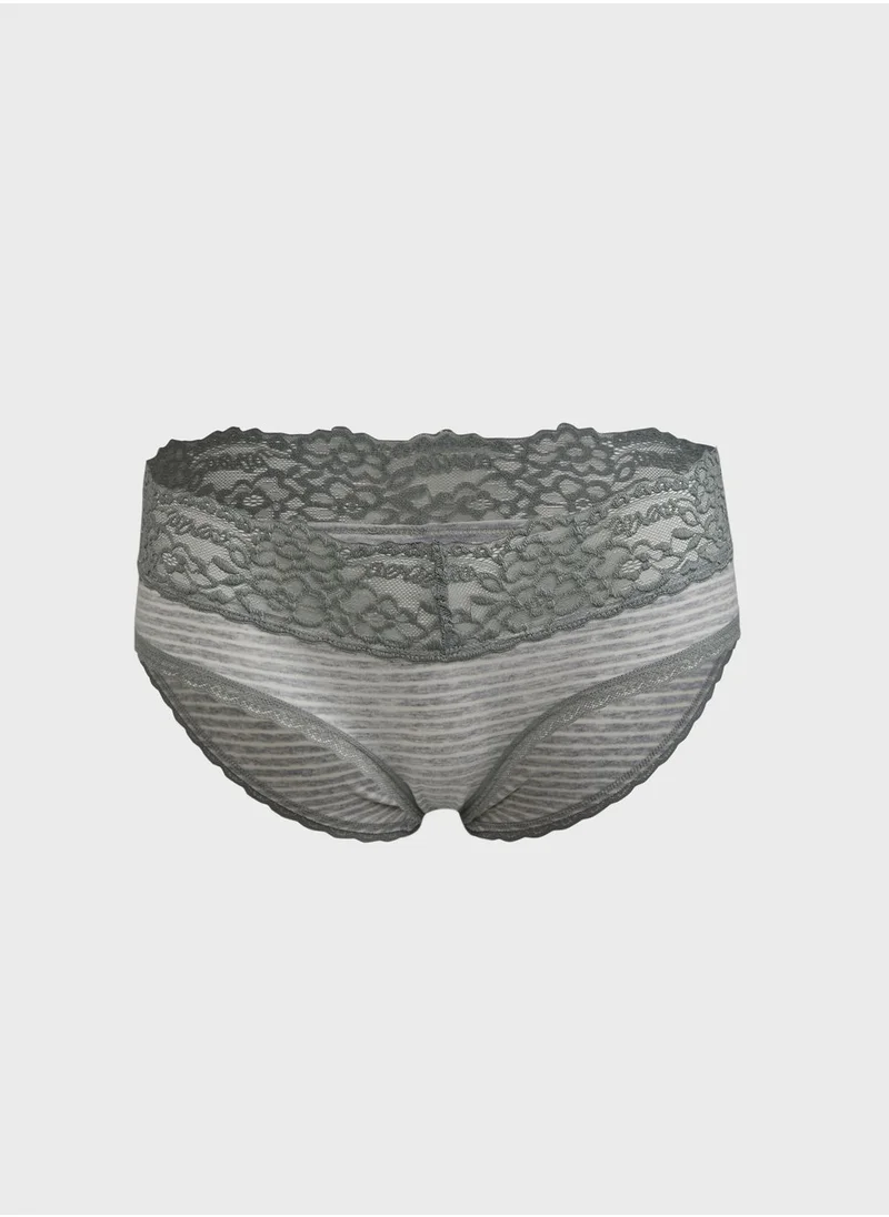 Aerie Striped Lace Detail Brief