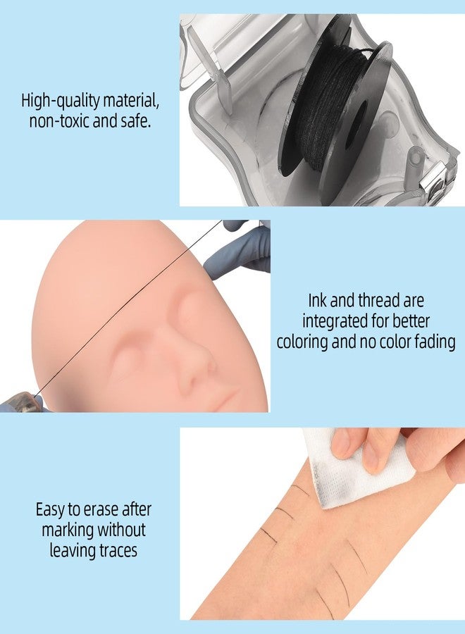 أتوموس خيط رسم الحواجب من أتوموس، قطعتان، مُعبأتان مسبقًا بالحبر، طول 30 مترًا (98 قدمًا)، خيط مايكروبليدينغ لتحديد الحواجب، خيط قياس أسود لمكياج الحواجب - Image 4