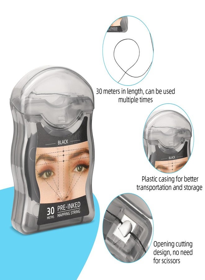 أتوموس خيط رسم الحواجب من أتوموس، قطعتان، مُعبأتان مسبقًا بالحبر، طول 30 مترًا (98 قدمًا)، خيط مايكروبليدينغ لتحديد الحواجب، خيط قياس أسود لمكياج الحواجب - Image 3