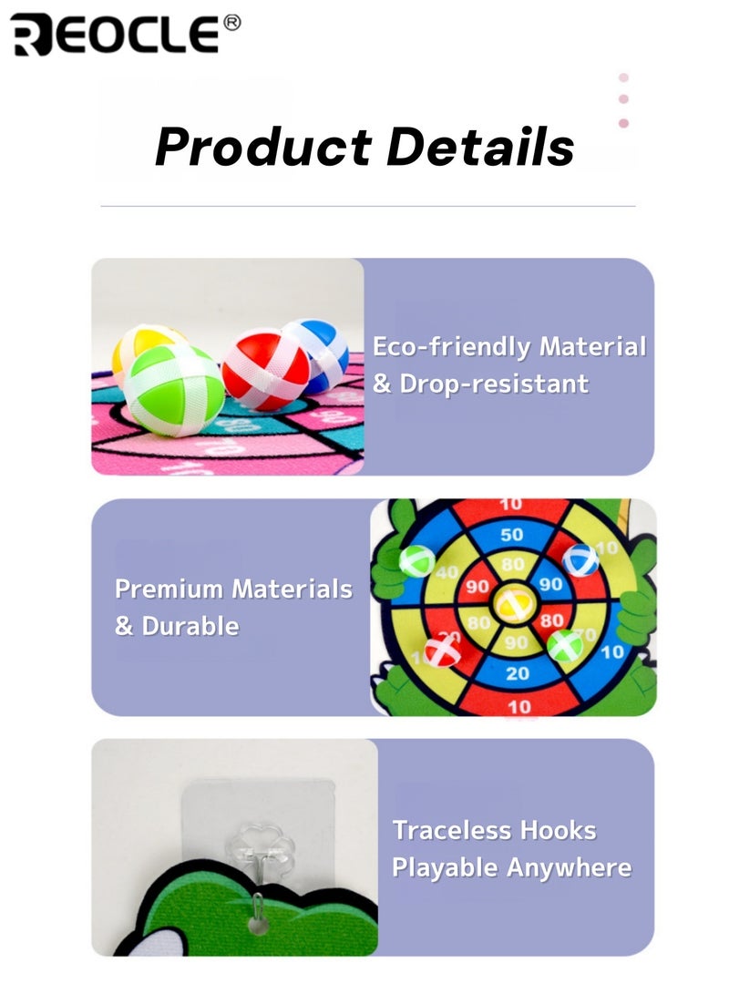 REOCLE Kid's Elephant Sticky Ball Board with Cartoon Pattern and Interactive Design Activity Toy with 6 Reusable Balls for Indoor Outdoor Play - Image 5