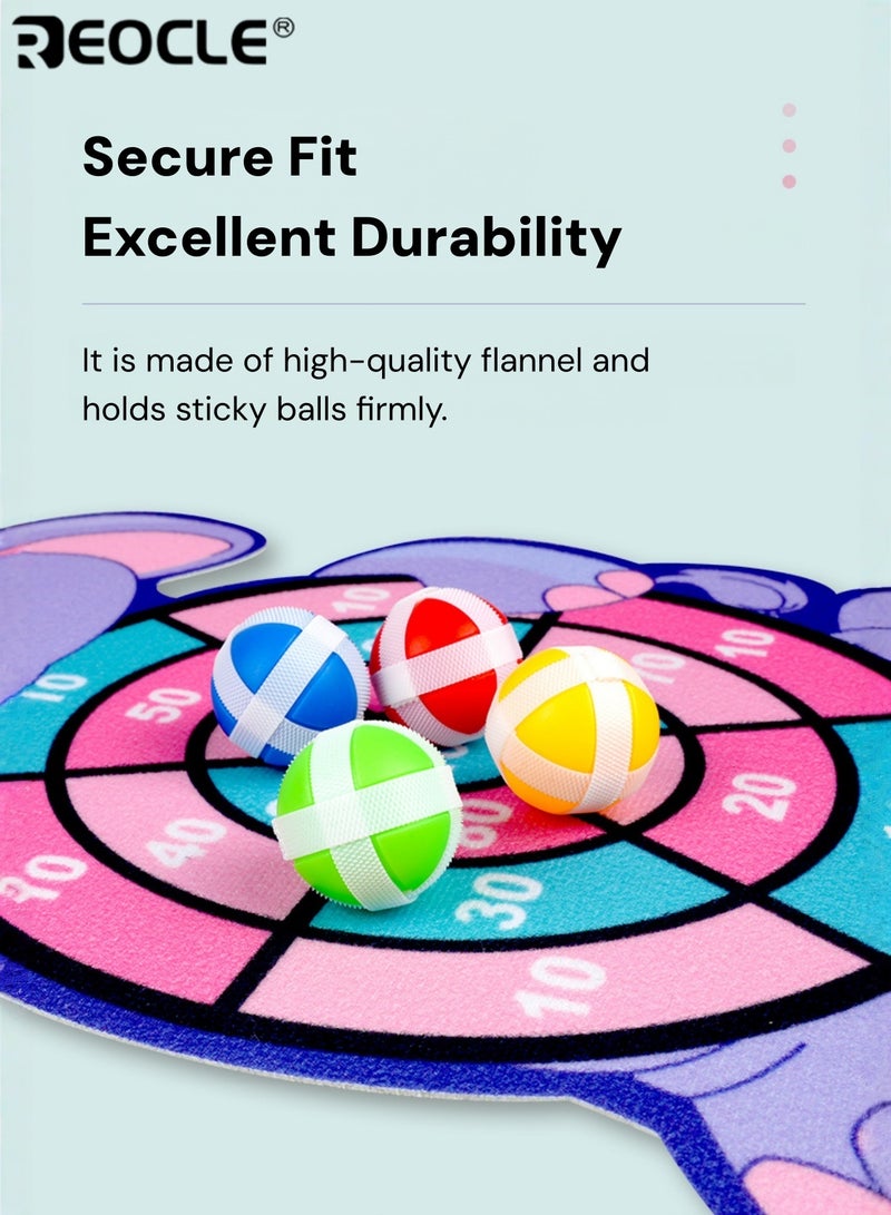 REOCLE Kid's Elephant Sticky Ball Board with Cartoon Pattern and Interactive Design Activity Toy with 6 Reusable Balls for Indoor Outdoor Play - Image 3