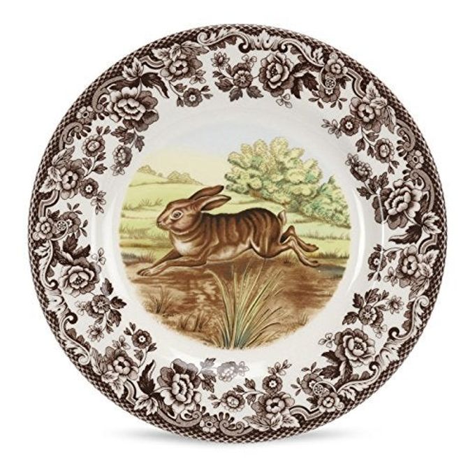 Spode Woodland Rabbit Salad Plate - Wildlife Animal Design, 8 Inch Fine Earthenware, Dishwasher, Microwave & Warm Oven Safe to 225F - Made in England Rustic Country Dining Tableware