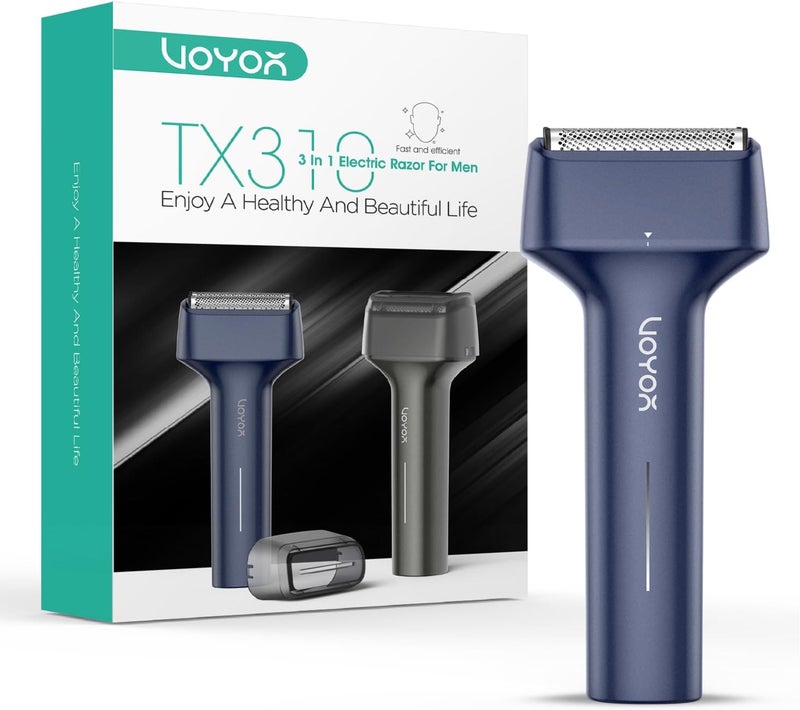 VOYOR Foil Shaver Electric Razor for Men 3 in 1 Shavers for Men with Double Foil Wet  Dry Face Shaver Lightweight Handheld Smooth Shave IPX6 Washable USBC Rechargeable Travel Razor TX310Blue