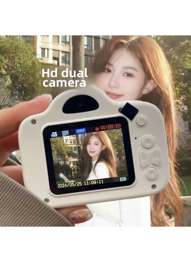 Generic Cute Children's High-definition Dual-camera Digital Camera Campus Students Can Take Photos To Upload Mobile Phone Travel Record Camera-Body Color:Function [video/music/selfie/game/filter] Yellow-high-speed Card 8g [can Take 450 Photos] + Giveaways  - Image 3